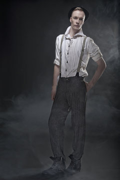 Junger blonder Mann in 20er Jahre Kleidung Stock Photo | Adobe Stock
