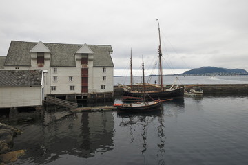 Fototapeta na wymiar Boat in the harbour - Alesund - Norway