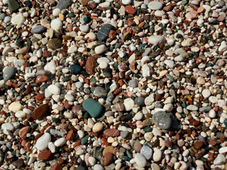 Stones on a pebble beach in Montenegro