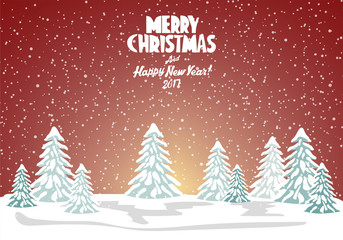 Fototapeta premium Merry christmas card. Vector illustration. Happy new year