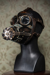 Gasmaske,Leder, viktorianisch, Steampunk, Filmkostüm, Einzelstück, Handarbeit