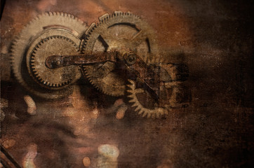 Steampunk, Zahnrad, Antik Hintergrund Textur