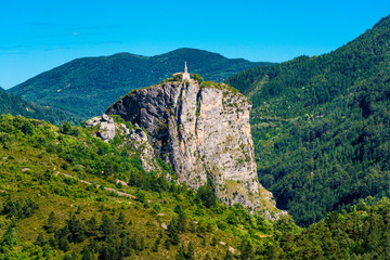 Naklejka premium Church on Giant Rock in Castellane Southern France