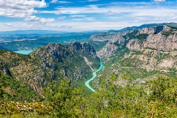 Fototapeta na wymiar High angle view on the Verdon River and Gorge, Provence, France