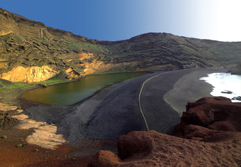 Volcano Lake at El Golfo, Lanzarote (Spain)