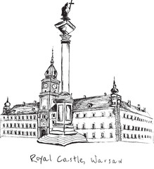 Ręcznie rysowane Zamek Królewski w Warszawie na białym tle - 130659590