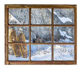 winter scene with old snowshoes