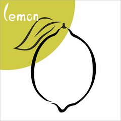 lemon fruit silhouette abstract sketch logo juice label citrus