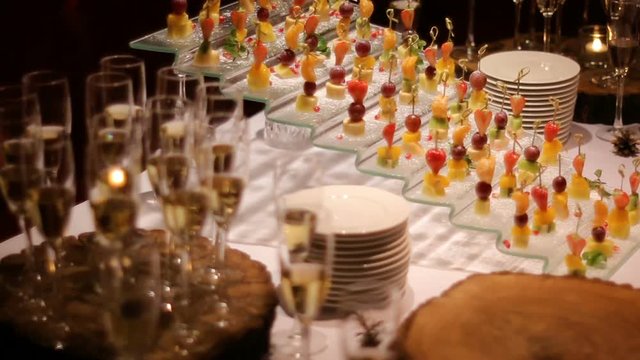 skewers of fruit on the holiday table