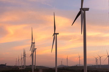 Obraz premium Wind power generation,Wind turbines on farmland and agricultural