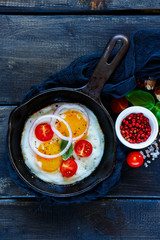 Pan of fried eggs
