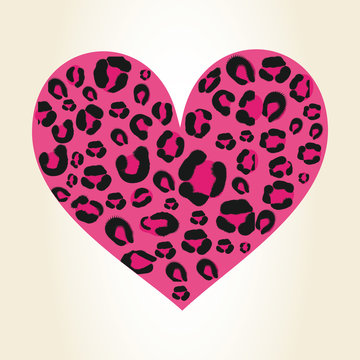 hot pink heart leopard animal print pattern image vector illustration design 