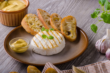 Grilled camembert with dijon mustard