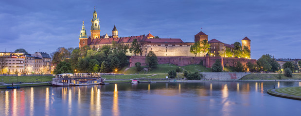 Fototapeta Golden lights of old castle in evening  obraz