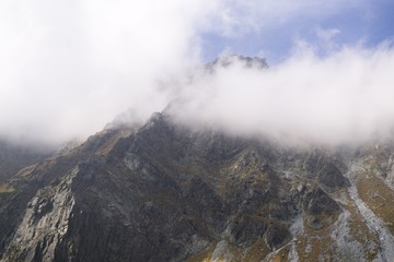 Peaks and clouds in High Tatras Mountains. Slovakia