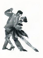 Fototapeta tango dance .watercolor illustration obraz