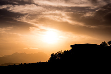 Golden tropical sunset 