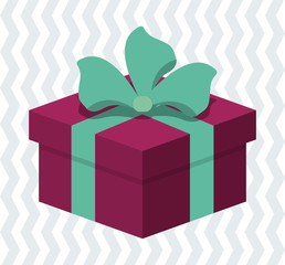 gift box with bow over patterned background icon image vector illustration design 