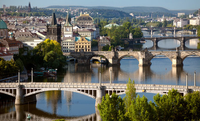 Fototapeta premium View of central bridges of Prague