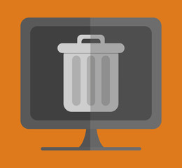 computer with trash can on screen icon image vector illustration design 
