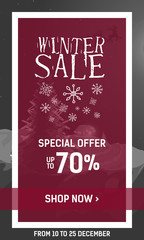 Winter Christmas banner sale with special offer