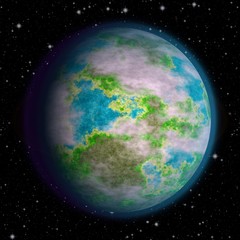 Random planet in space with stars