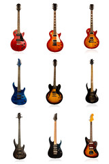 Fototapeta premium Set of nine electric guitars