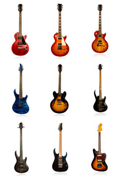 Set of nine electric guitars