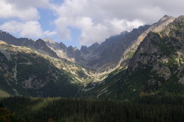Fototapeta na wymiar Clouds and views of High Tatras Mountains. Slovakia