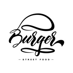 Hand lettering burger food logo design
