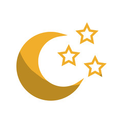 moon and stars icon over white background.  colorful design. vector illustration