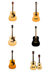 Fototapeta premium Set of six acoustic guitars