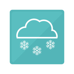 blue square with cloud with snowflakes weather icon over white background. colorful design. vector illustration