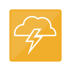 yellow square with cloud and bolt weather  icon over white background. colorful design. vector illustration