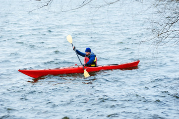 winter kayaking on the river in Ukraine 12