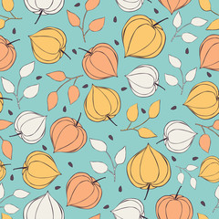 Seamless background physalis flowers.