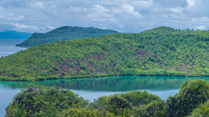 Fototapeta na wymiar Bay between Islands in Peanemo, Raja Ampat, West Papua, Indonesia