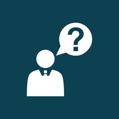 businessman question icon on blue background