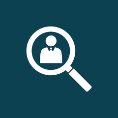 businessman hr search icon on blue background