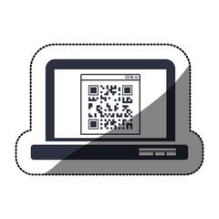 Qr code and laptop icon. Scan technology information price and digital theme. Isolated design. Vector illustration