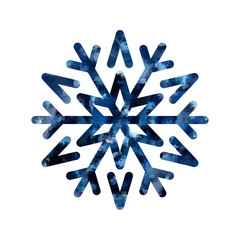 Snowflake mosaic icon. Blue silhouette snow flake sign isolated white background. Flat design. Symbol winter, frozen, Christmas, New Year holiday. Graphic element decoration. Vector illustration