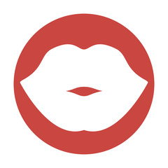 red circle with woman lips icon over white background. colorful design. vector illustration