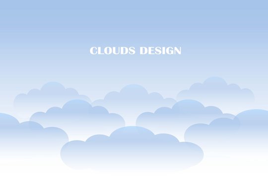 Clouds design background, blue gradient clouds on blue sky, stock vector illustration
