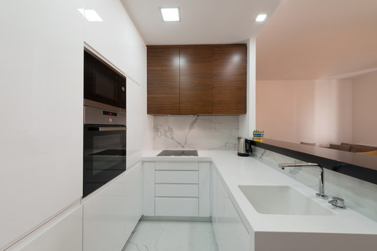 Interior of a modern white kitchen