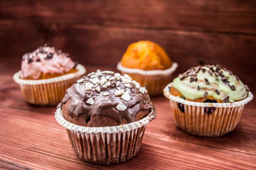 Cupcakes on a wooden table