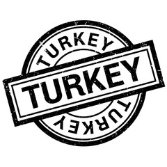 Turkey rubber stamp. Grunge design with dust scratches. Effects can be easily removed for a clean, crisp look. Color is easily changed.