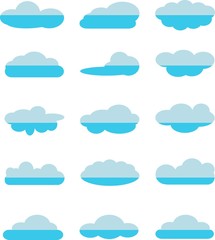 Set of blue clouds icons on white, stock vector illustration