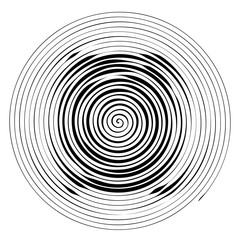 Vector spiral. No gradient. Texture.Concentric lines, circular, rotating background. Volute. Pattern. Illustration. Black and white.