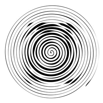Vector spiral. No gradient. Texture.Concentric lines, circular, rotating background. Volute. Pattern. Illustration. Black and white.
