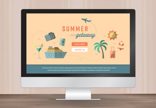 Illustrated Summer Travel Web Landing Page Layout